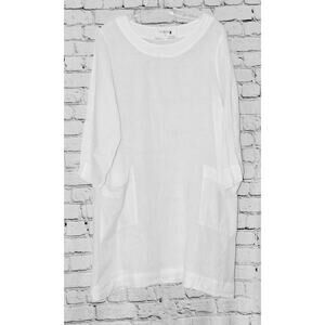 GRIZAS White Linen Long Sleeve Summer Shift A-Line Dress Size L